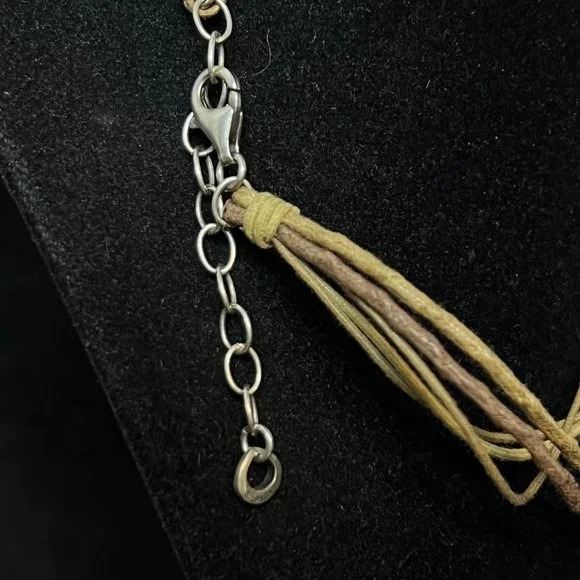 Silpada Sterling Silver & Leather Necklace W/2 Tone Howlite Pendant (3737) - Picture 6 of 7